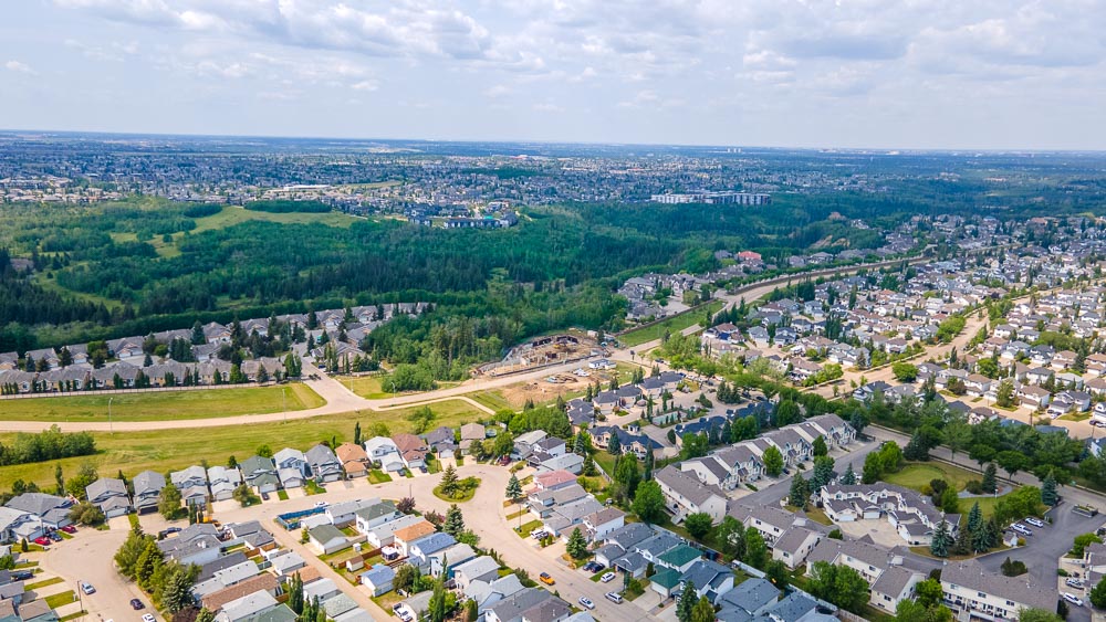 Aerial view of The Sanctuary and surrounding ravine