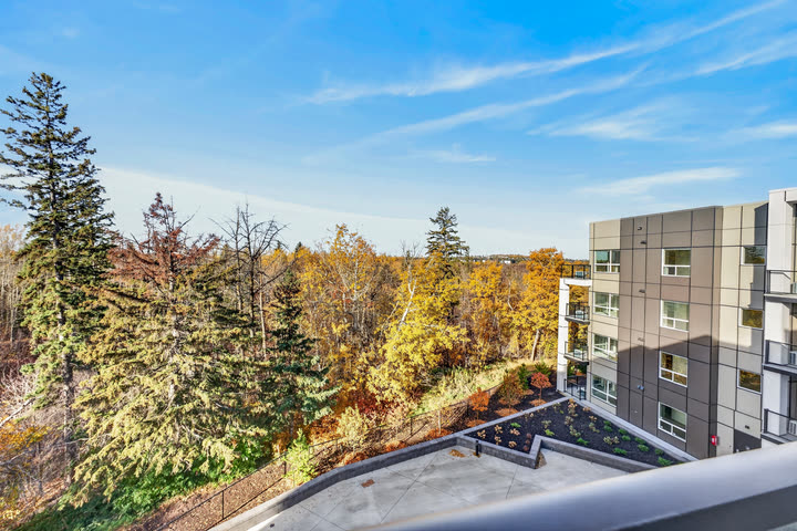 View from a Sanctuary balcony over the ravine in fall